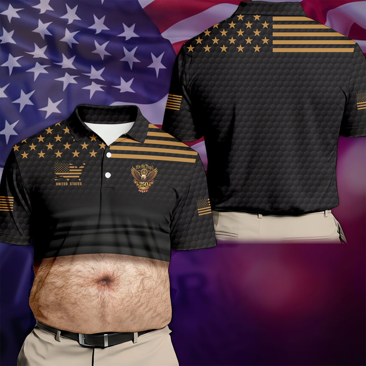 We The People 250 Years Of Free Men's Funny Golf Polo Shirtf July Fun Golf Shirts For Men