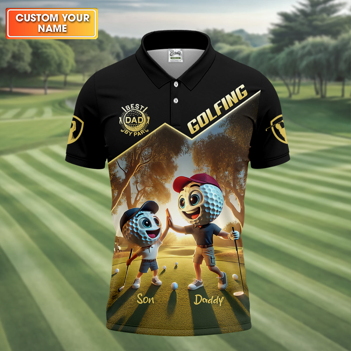 Best Dad By Par Custom Men's Golf Polo Shirtad Golf Gift, Christmas Golf Gift