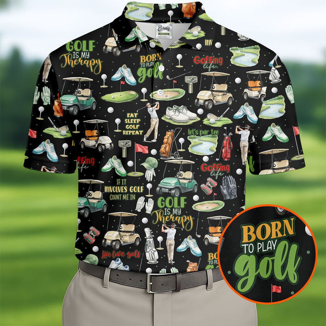 Born To Play Golf Let's Par Tee Black Golf Shirt, Men's Funny Golf Shirts, Golf Shirts For Men, Polo For Men