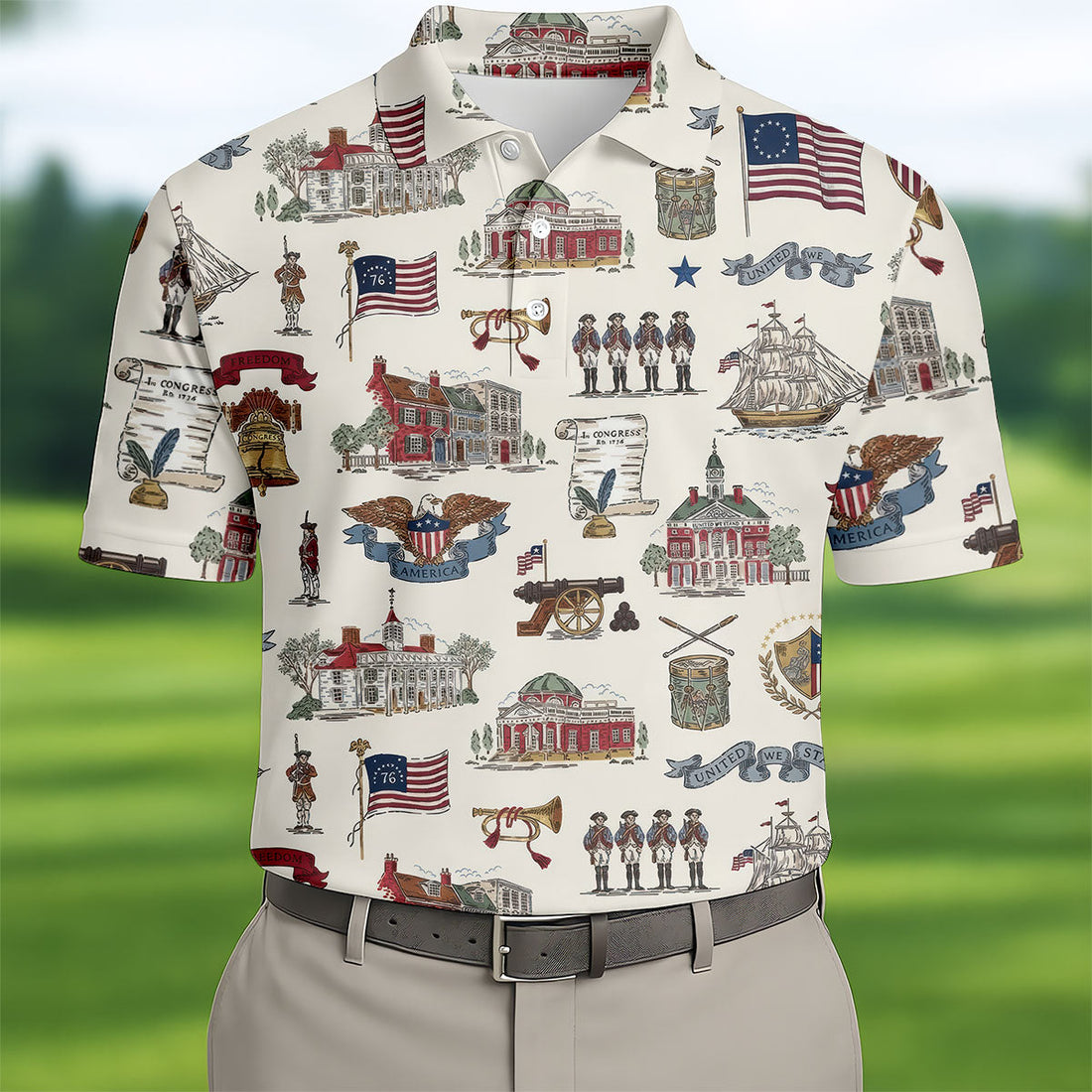 USA America Eagle Liberty Bell Flag 4th Of July Golf Shirt Patriotic Golf Shirt, Golf Shirts For Men