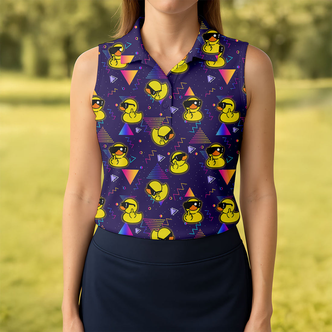 Funny Yellow Duck Sunglasses Golf Shirt, Women's Golf Shirt, Golf Polo For Women, Cute Golf Outfit