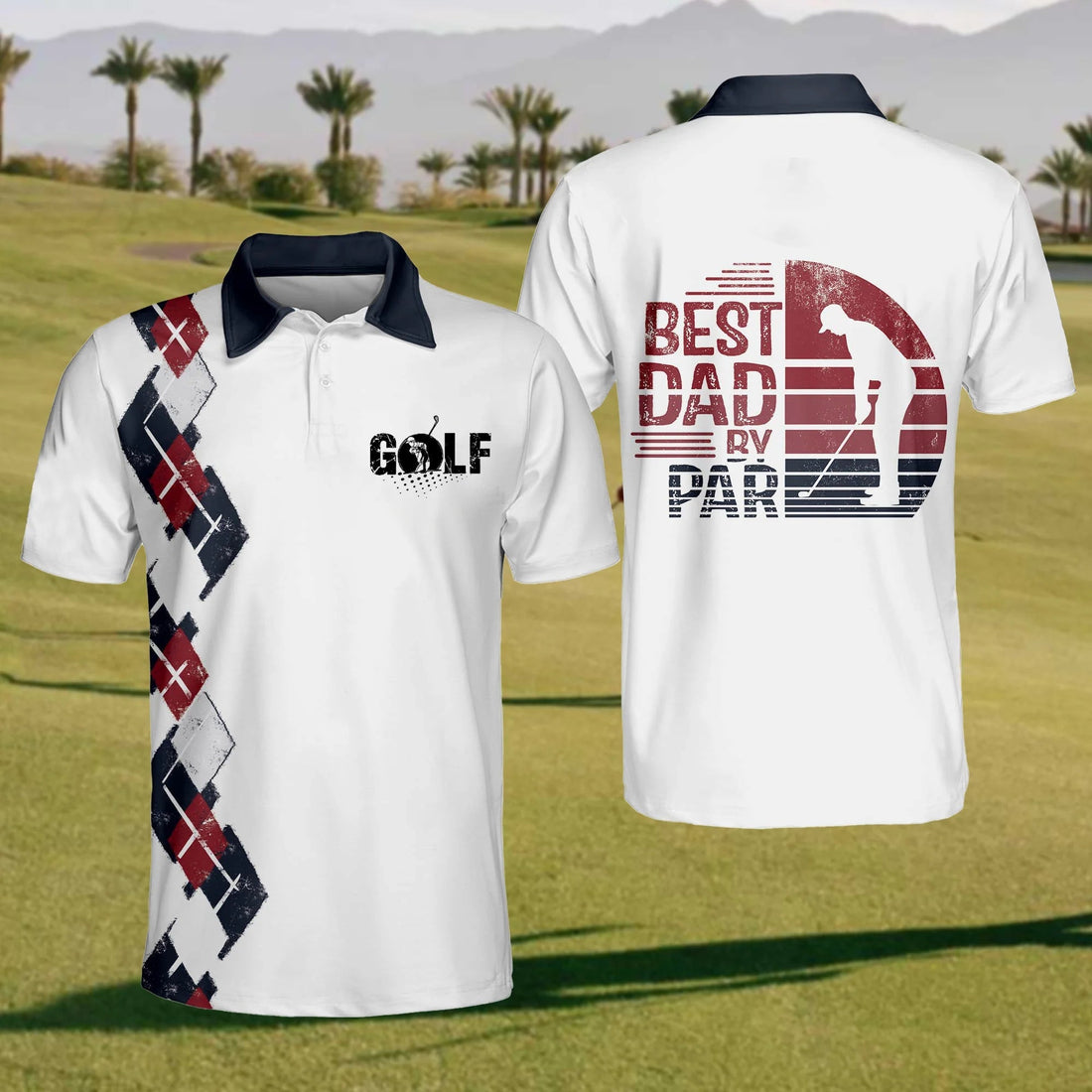Best Dad By Par Golf Polo ShirtMens Golf Shirt, Gift For Golfers