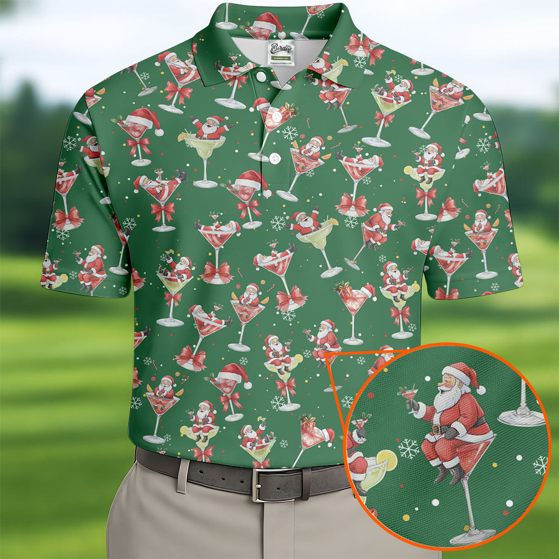 Santa Claus Margarita Christmas Shirt Golf Polo Shirt Unique Gift For Golfer, Fun Golf Shirts For Men