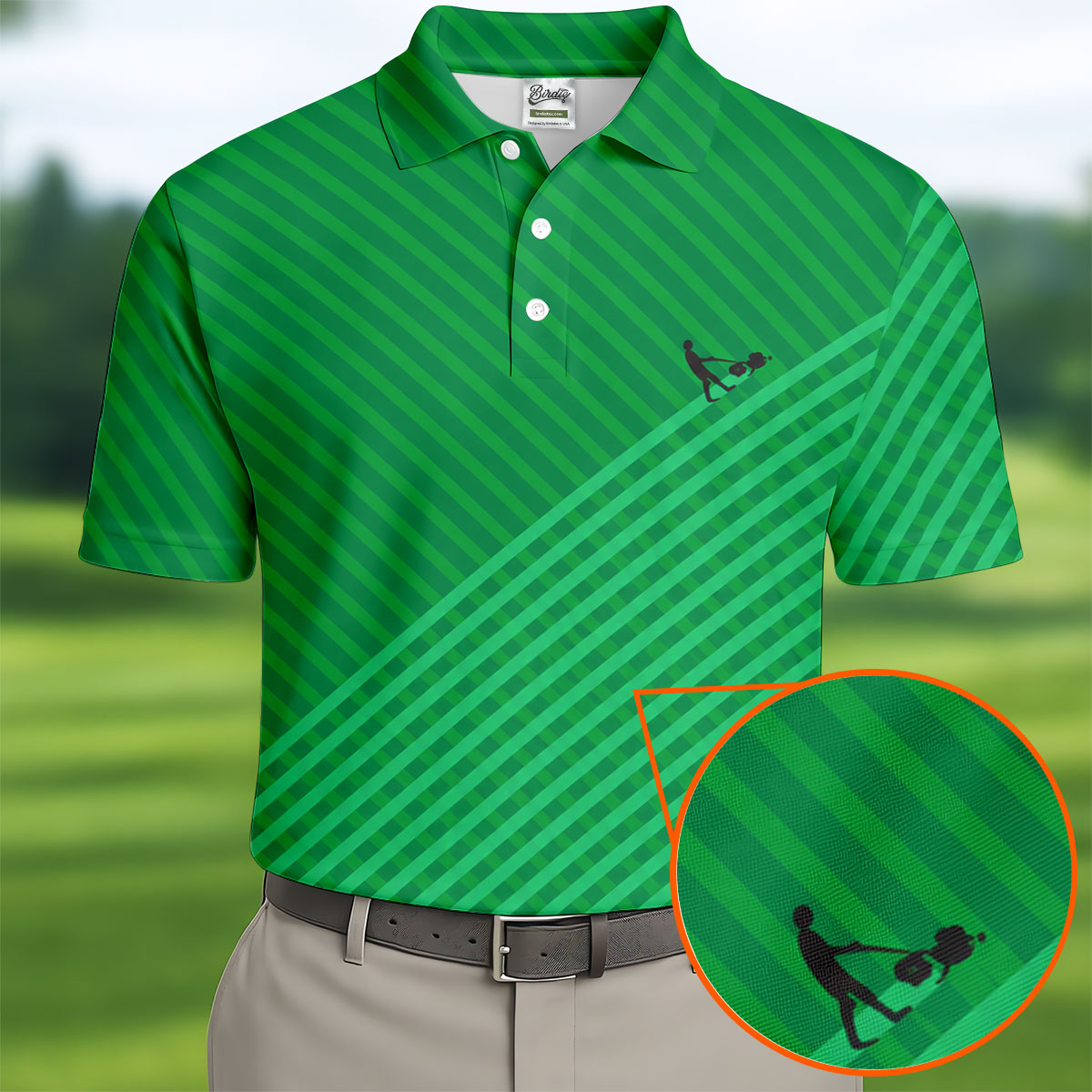 Lawn Mower Green Cross Stripe Father's Day Golf Shirt, Polo Shirt Men, Golf Gift For Dad