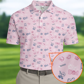 Girl Dad Father's Day Golf Shirt, Cute Golf Outfit, Polo Shirt Men, Golf Gift For Dad