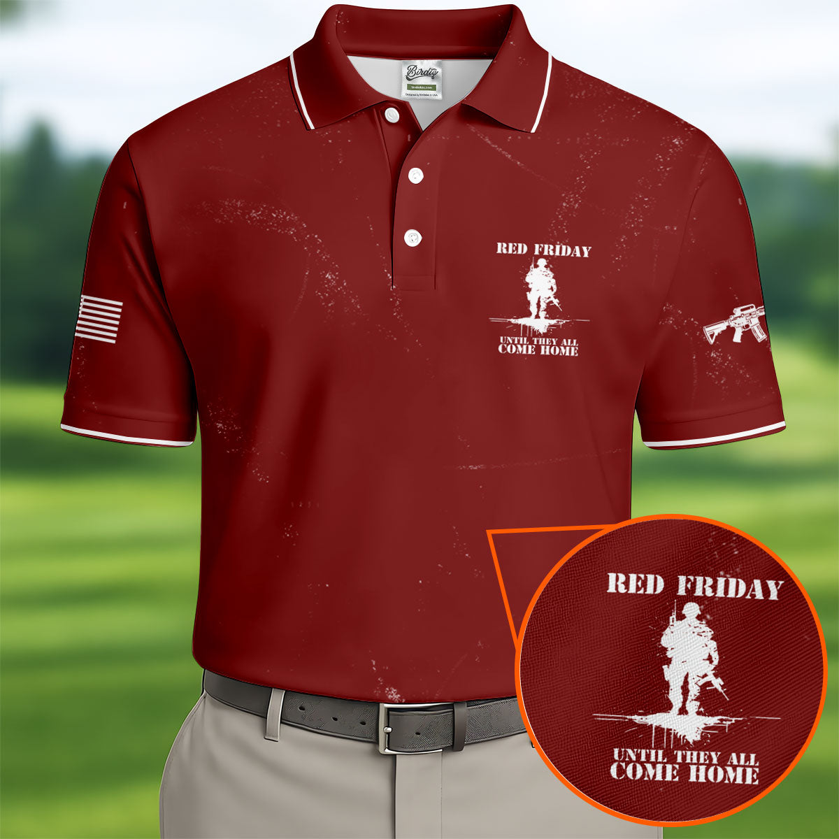 RED Friday Untill They All Come Home Red Golf Shirt, Veteran Memorial 250 Years Polo Shirtor Men