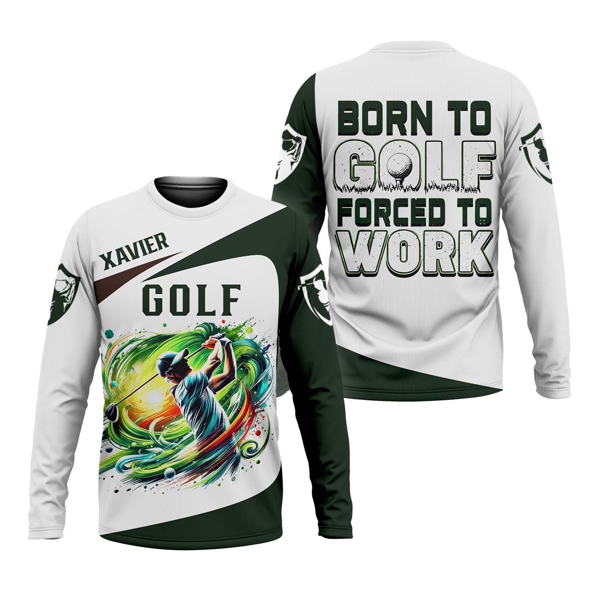 Born To Golf Forced To Work, Personalized Golf Shirt, Unique Gift For Golfer, Funny Golf Polo Shirt