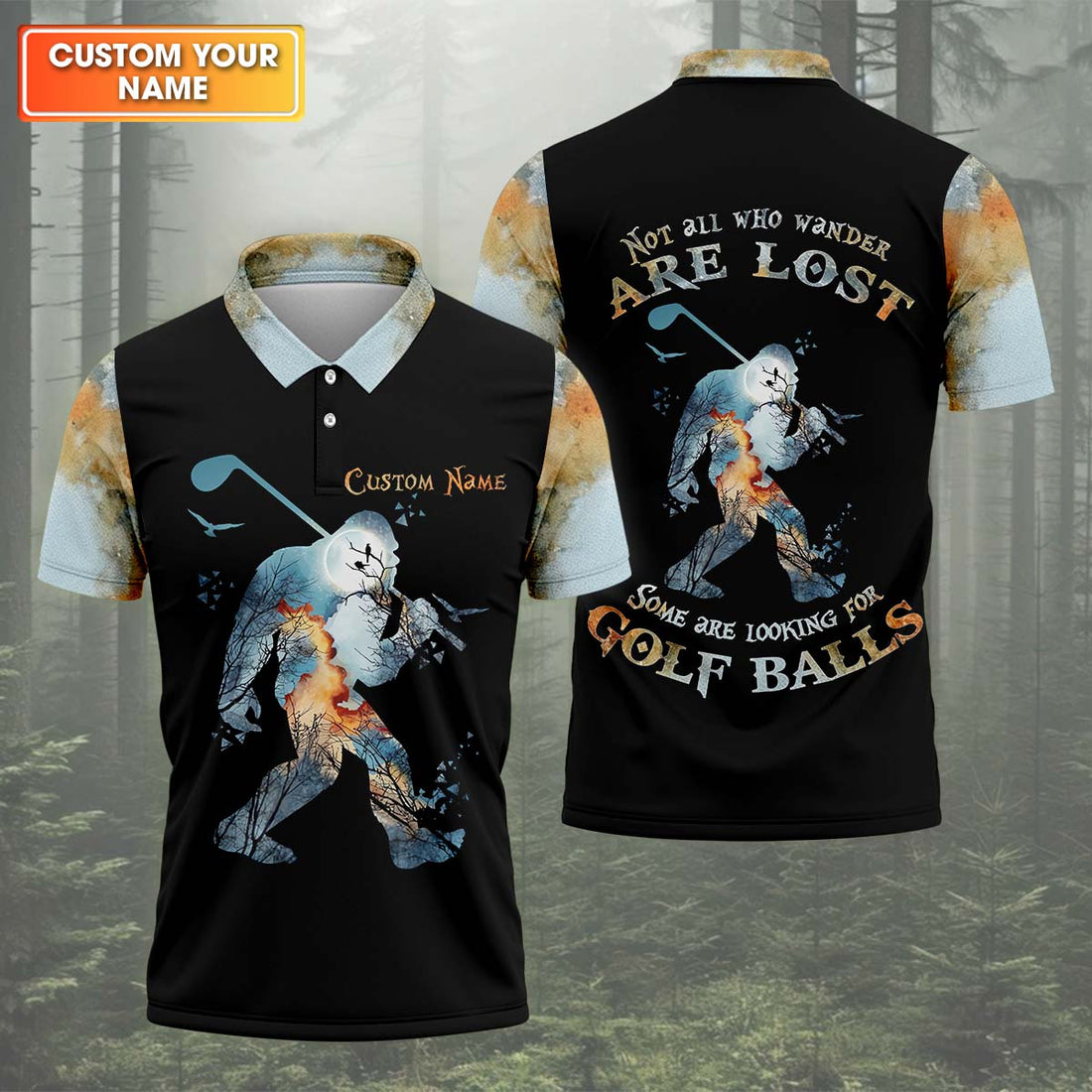 Not All Who Wander Are Lost Men's Golf Polo Shirtigfoot Golf Shirt, Dad Golf Gift