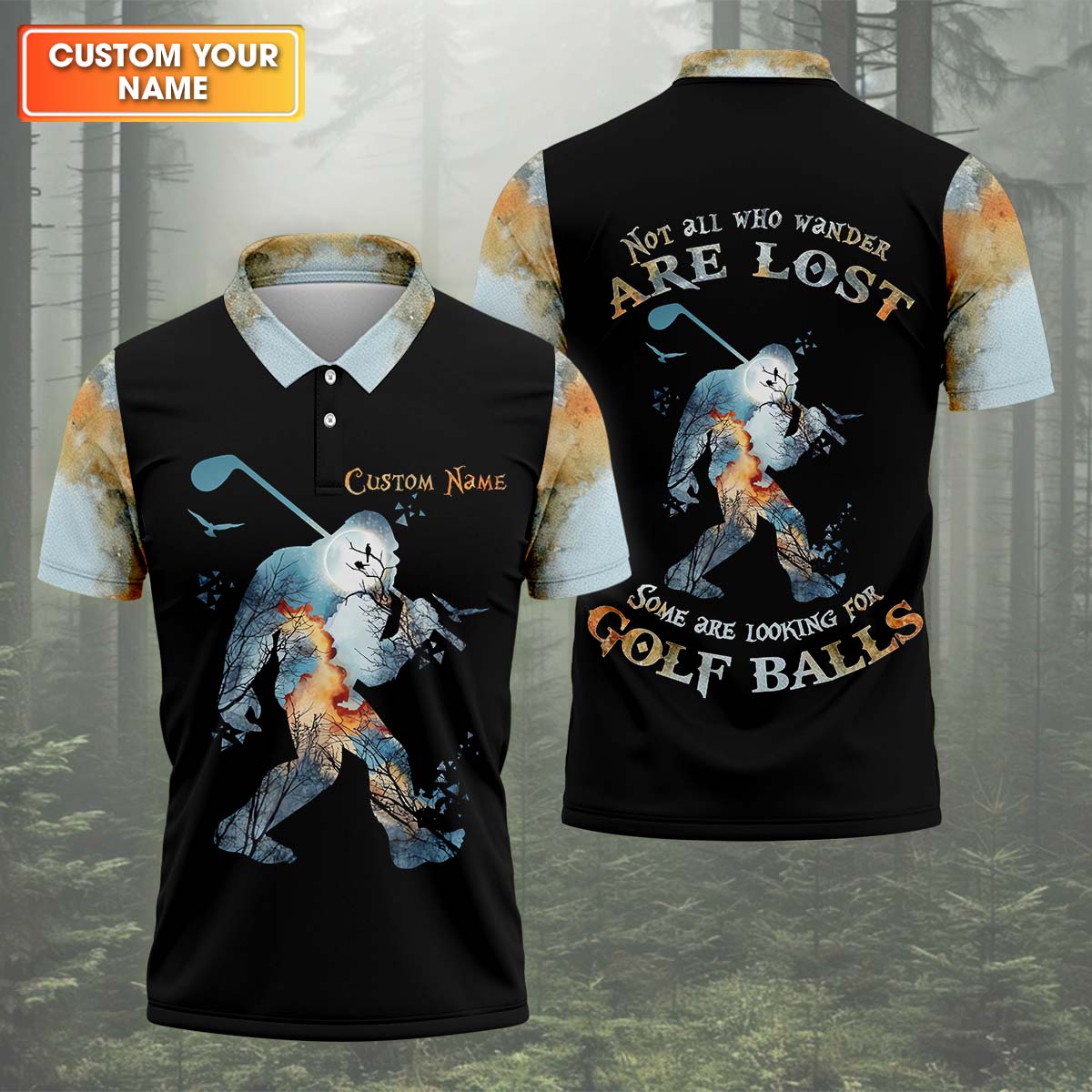 Not All Who Wander Are Lost Men's Golf Polo Shirtigfoot Golf Shirt, Dad Golf Gift