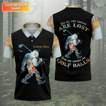 Not All Who Wander Are Lost Men's Golf Polo Shirtigfoot Golf Shirt, Dad Golf Gift