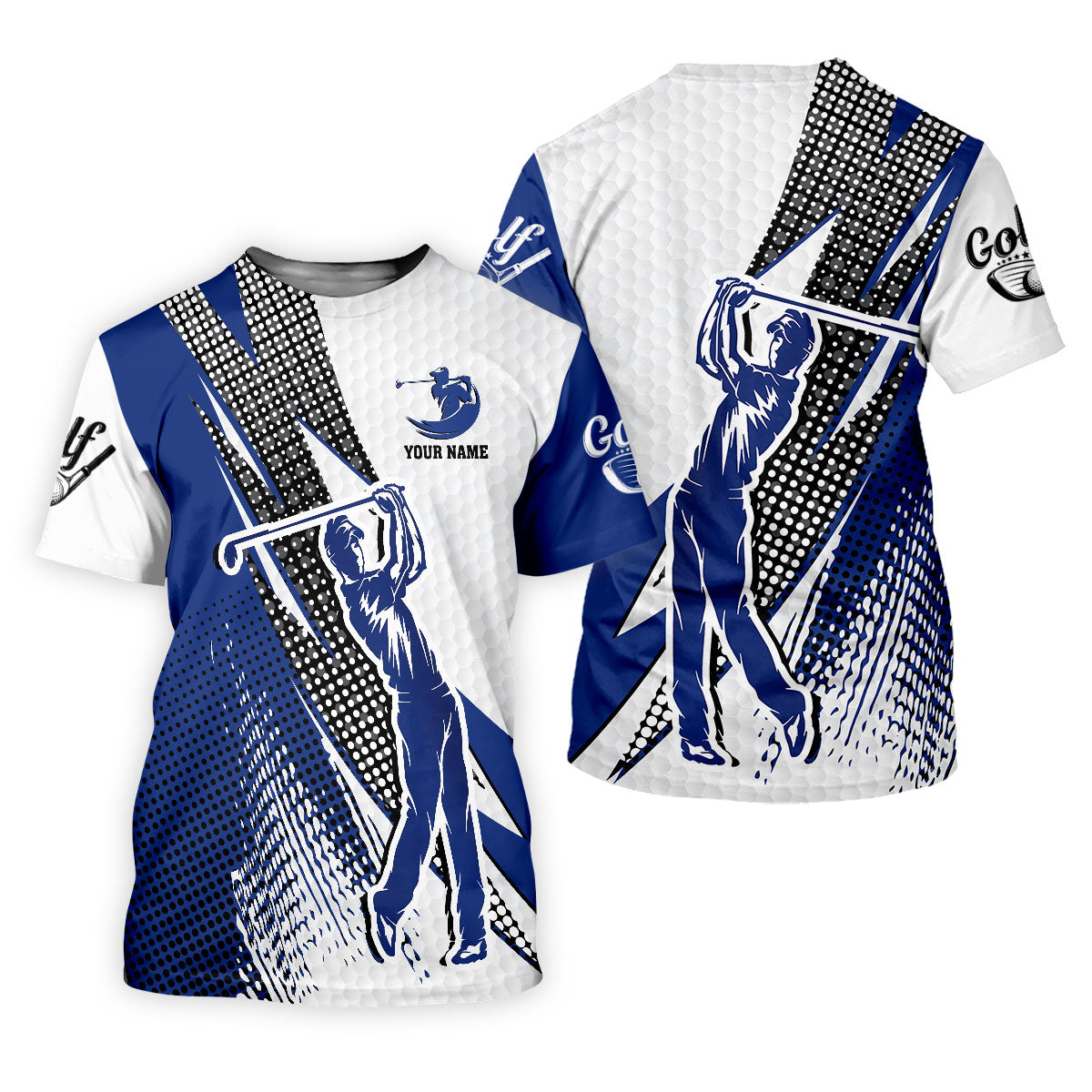 Blue White Golf Men's Golf Polo ShirtCustomized Golf Polos, Mens Golf Gift, Funny Golf Shirt