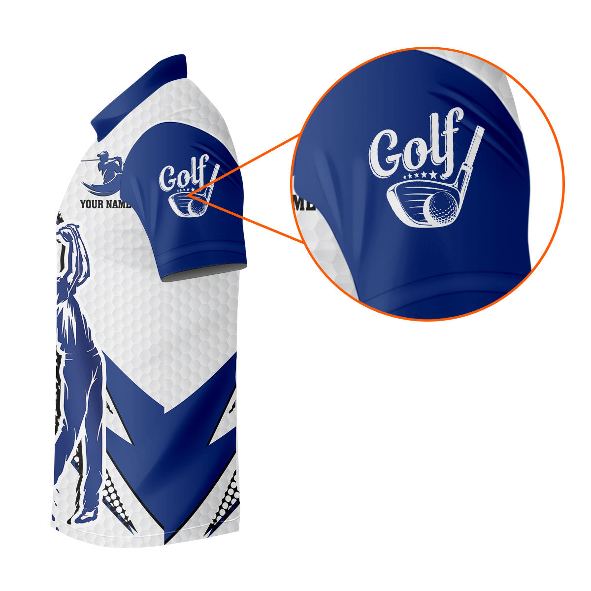 Blue White Golf Men's Golf Polo ShirtCustomized Golf Polos, Mens Golf Gift, Funny Golf Shirt