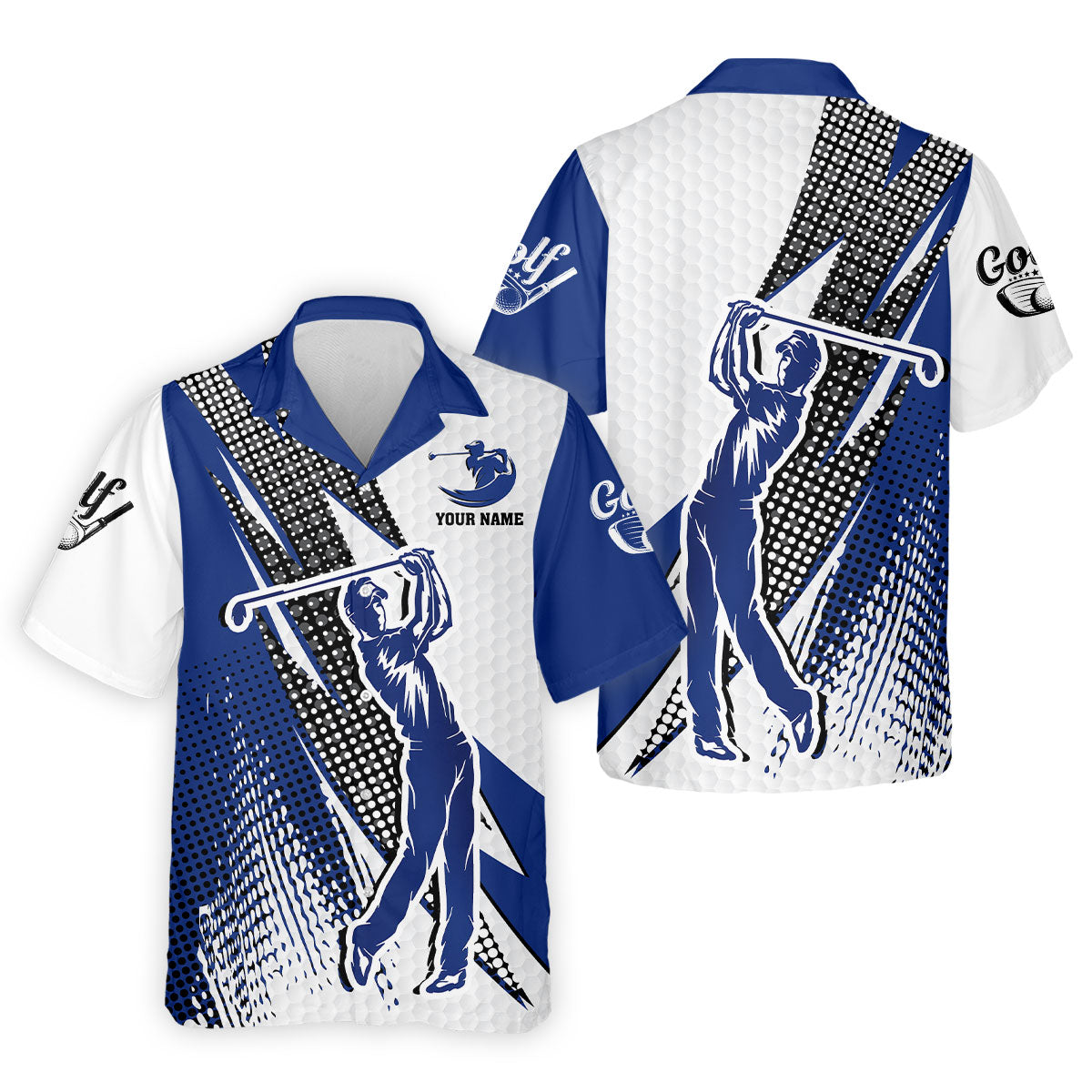 Blue White Golf Men's Golf Polo ShirtCustomized Golf Polos, Mens Golf Gift, Funny Golf Shirt