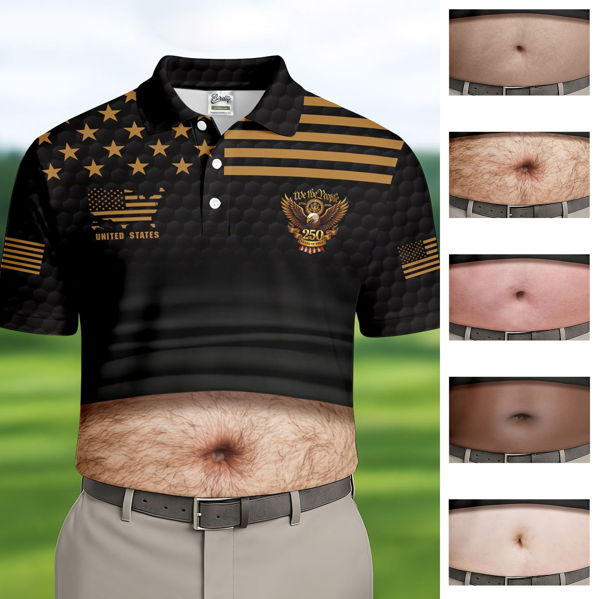 We The People 250 Years Of Free Men's Funny Golf Polo Shirtf July Fun Golf Shirts For Men