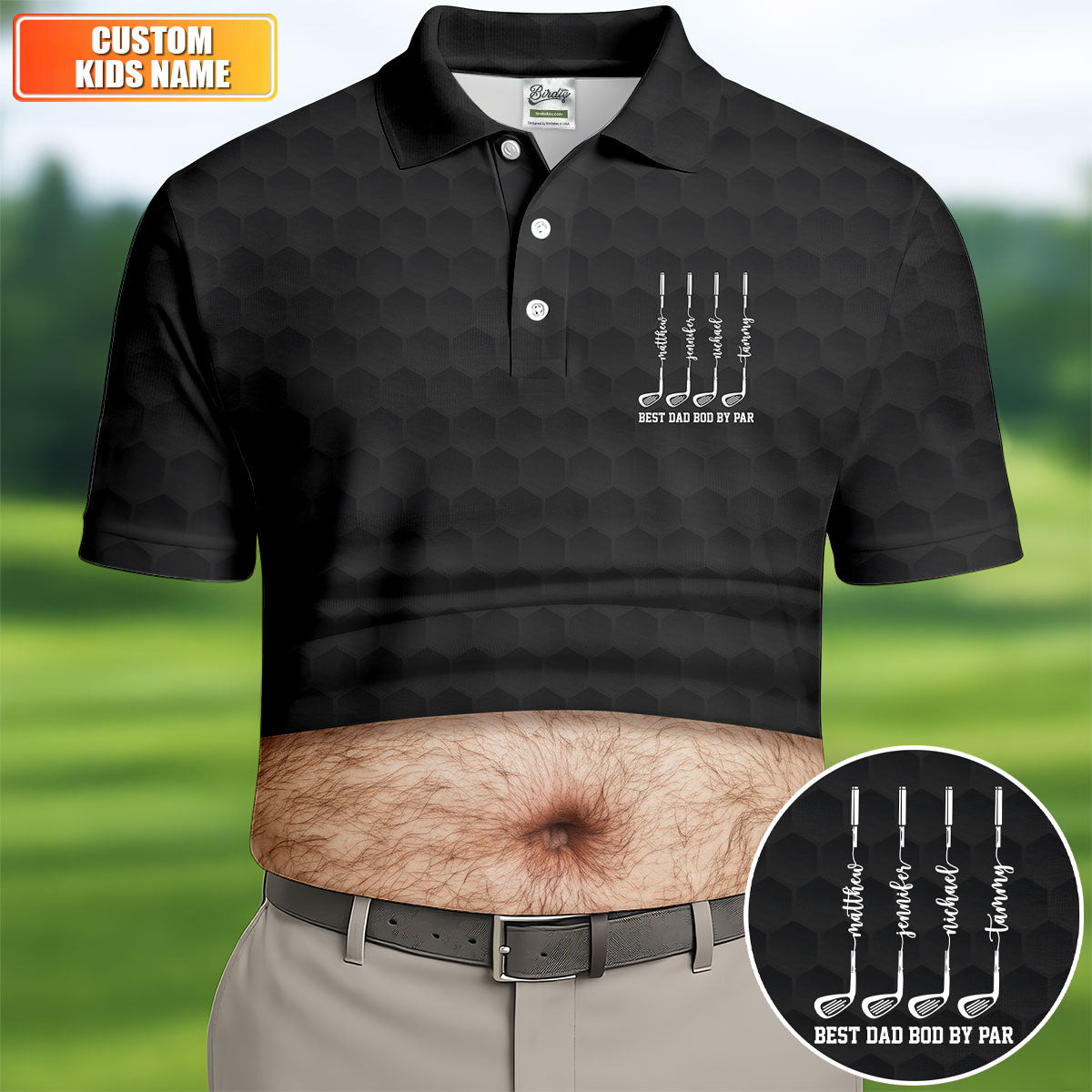 Best Dad Bod By Par Black Men's Funny Golf Polo Shirtr's Day Golf Shirt, Golf Gift For Dad