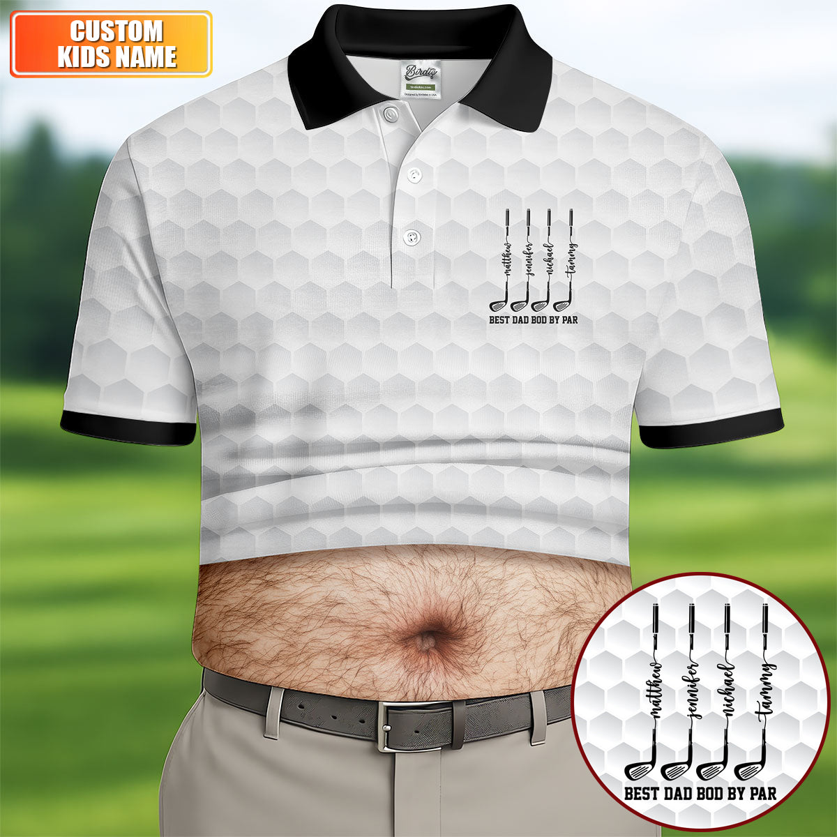 Best Dad Bod By Par White Men's Funny Golf Polo Shirtr's Day Golf Shirt, Golf Gift For Dad