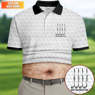Best Dad Bod By Par White Men's Funny Golf Polo Shirtr's Day Golf Shirt, Golf Gift For Dad