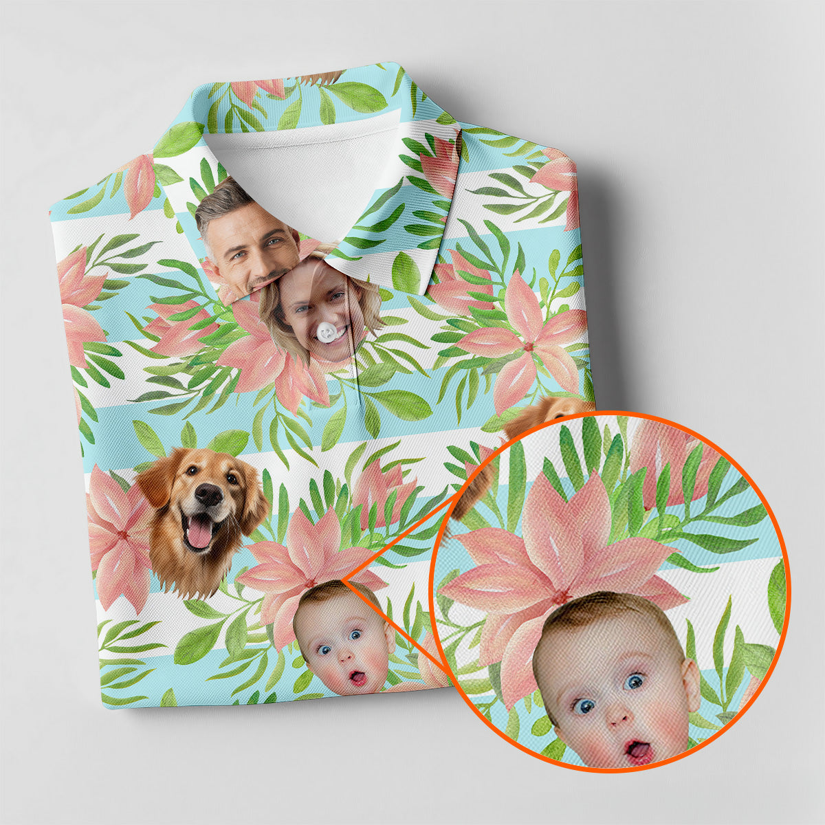 Hawaiian Punch Hibiscus, Pink And Green Shirt, Custom Face Shirt, Women Golf Top, Ladies Golf Polos