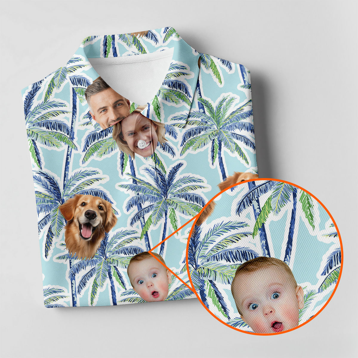 Vintage Aloha Shirts, Ladies Palm Tree Shirt, Custom Hawaiian Shirt Face, Ladies Golf Shirts