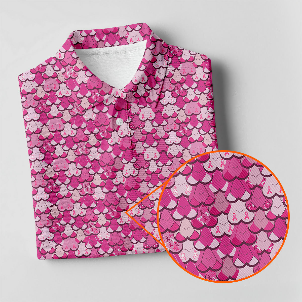 Pink Breast Cancer Men's Golf Shirt With Socks Free, Breast Cancer Awareness Gift