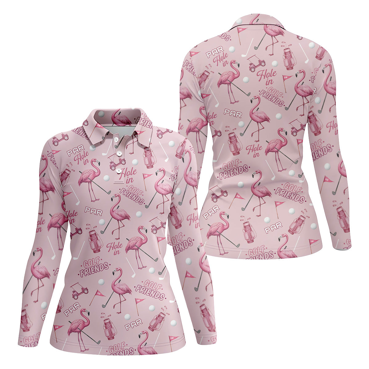 Pink Flamingo Customized Golf Polos, Ladies Sleeveless Tops, Ladies Golf Shirts, Golfing Apparel
