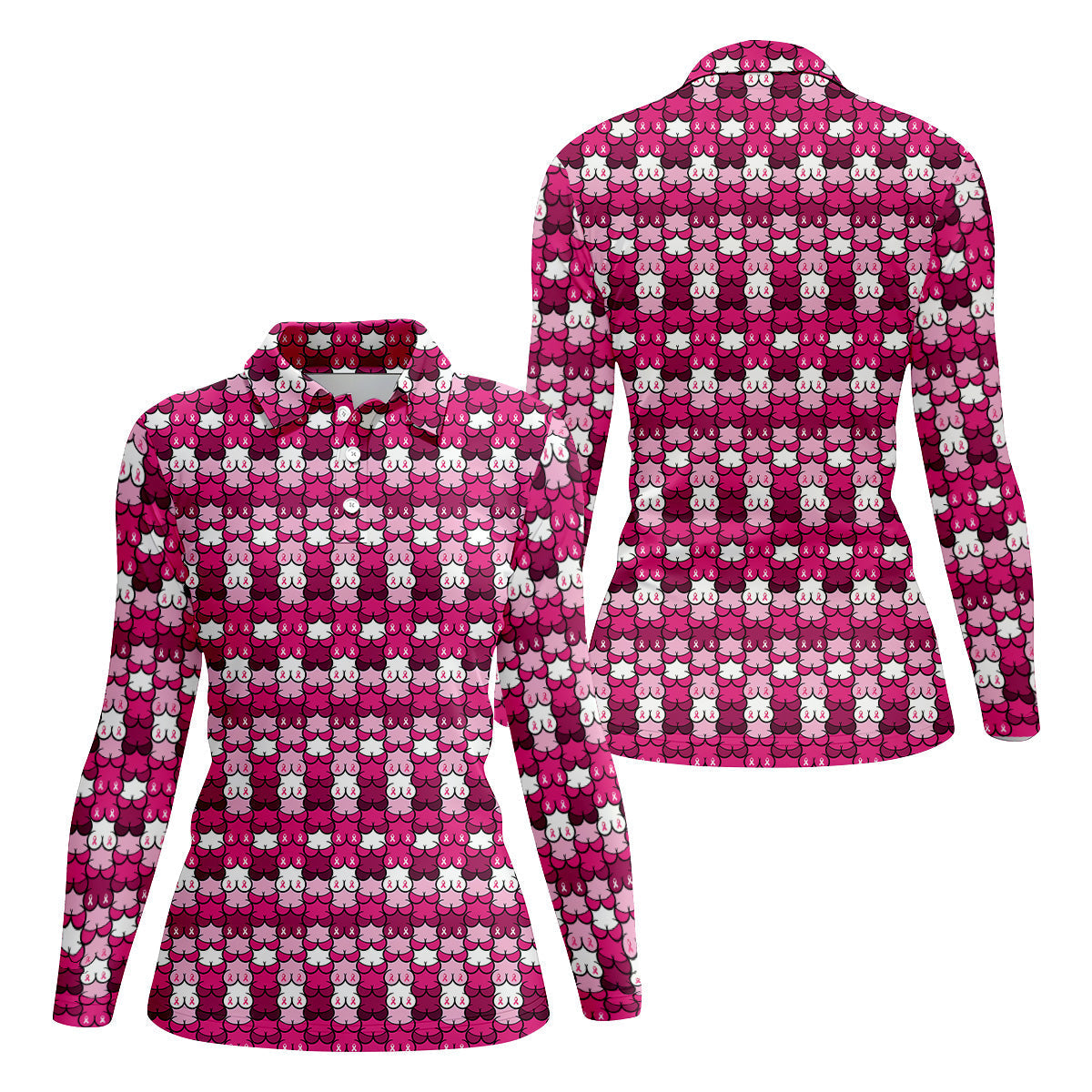 Breast Cancer Awareness Ribbon Womens Golf Shirt, Breast Cancer Awareness Shirt, Ladies Golf Shirt