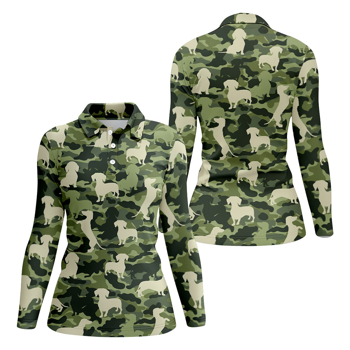 Funny Dachchunds Camo Women Golf Shirt, Dog Golf Shirt, Funny Golf Shirt, Ladies Golf Shirt