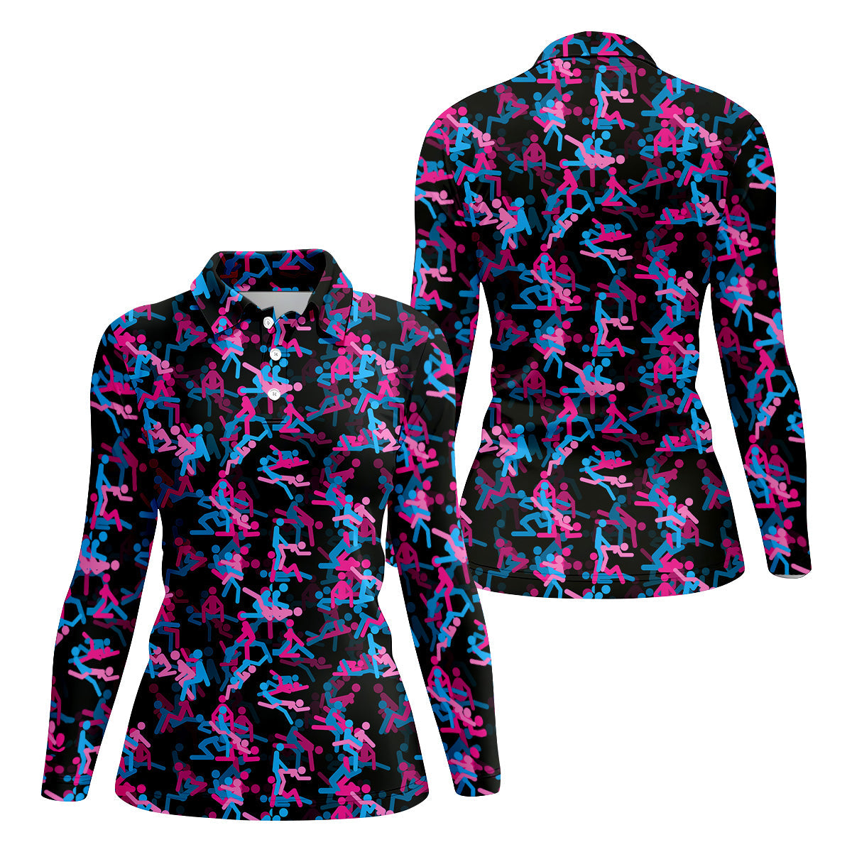 Funny Couple Black Neon Womens Golf Shirts, Ladies Golf Polos, Cool Golf Gift, Golfing Apparel