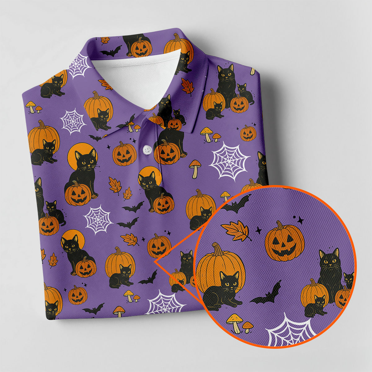 Halloween Cat Pumpkin Purple Golf Shirt, Sleeveless Polo Shirtadies Golf Shirts, Golf Hoodie