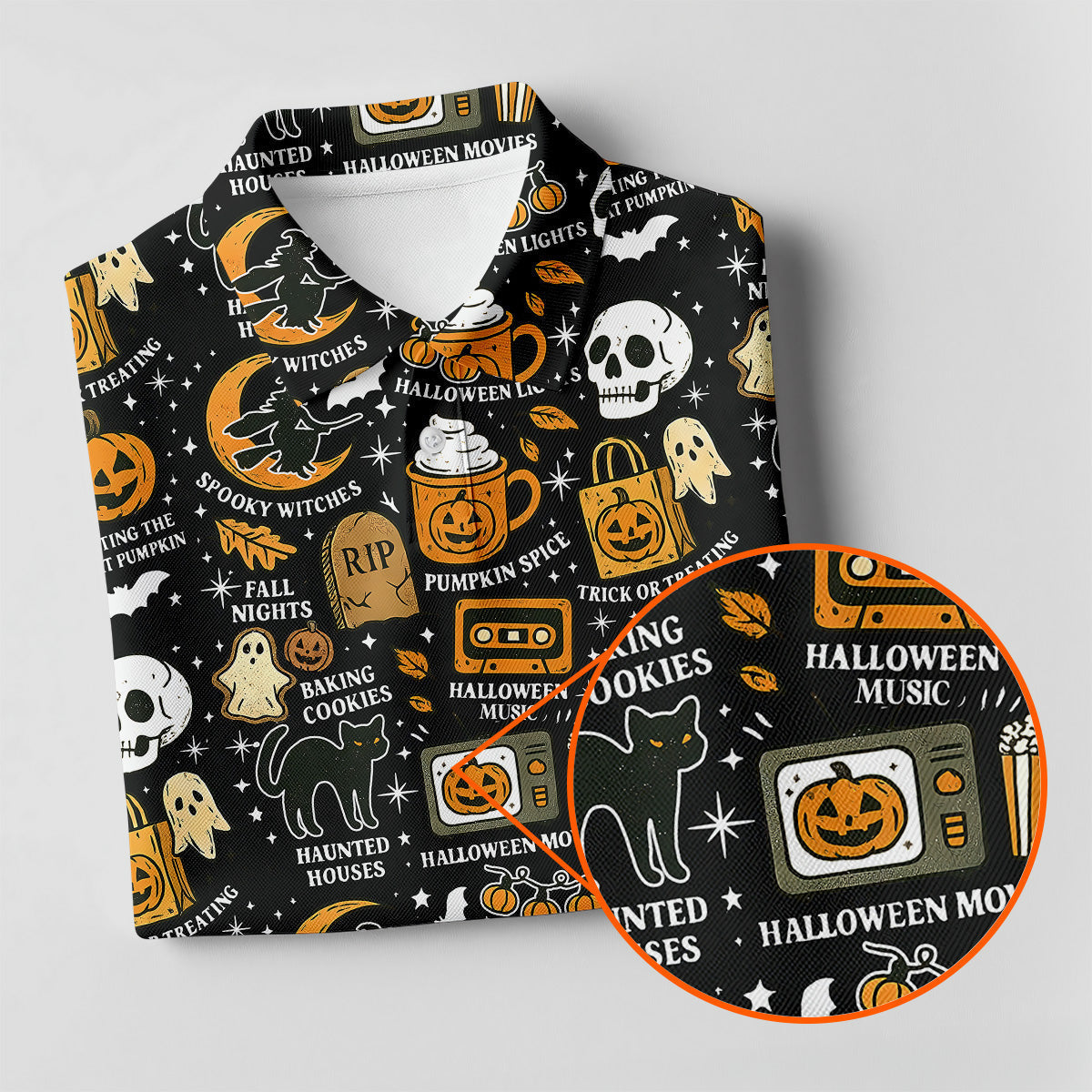 Vintage Halloween Spooky Witches Golf Polo Shirtween Theme Shirts, Ghost Pumpkin, Ladies Golf Shirts