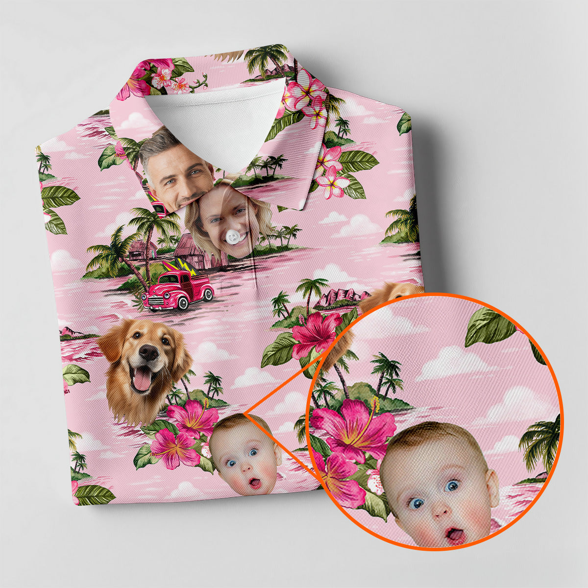 Pink Hawaiian Shirt, Ladies Floral Shirt, Custom Team Shirt, Womens Hawaiian Golf Shirts, Ladies Golf Shirts