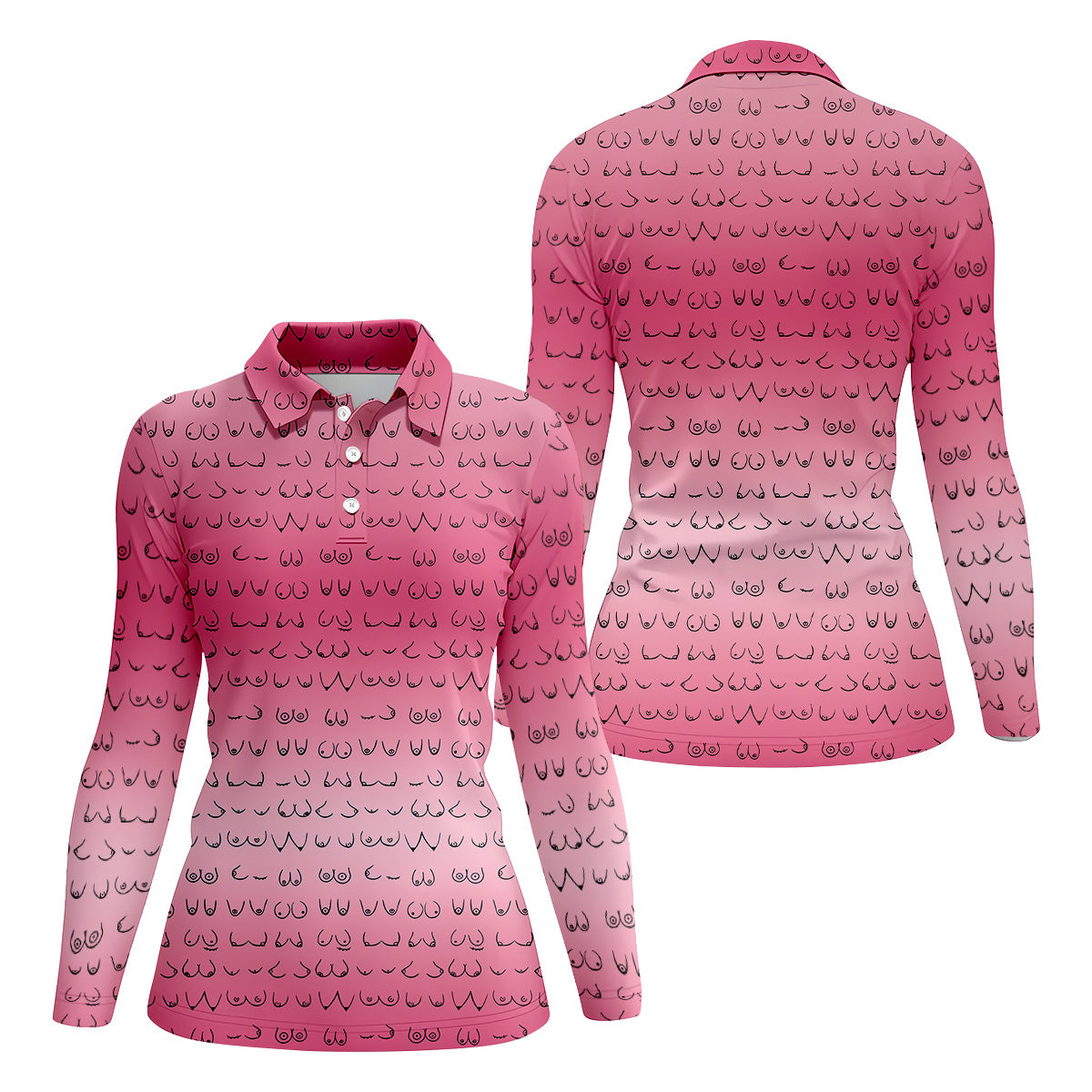 Pink Ombre Golf Shirt, Pink Ladies Golf Shirt, Womens Golf Tops, Ladies Sleeveless Polo, Golfing Apparel