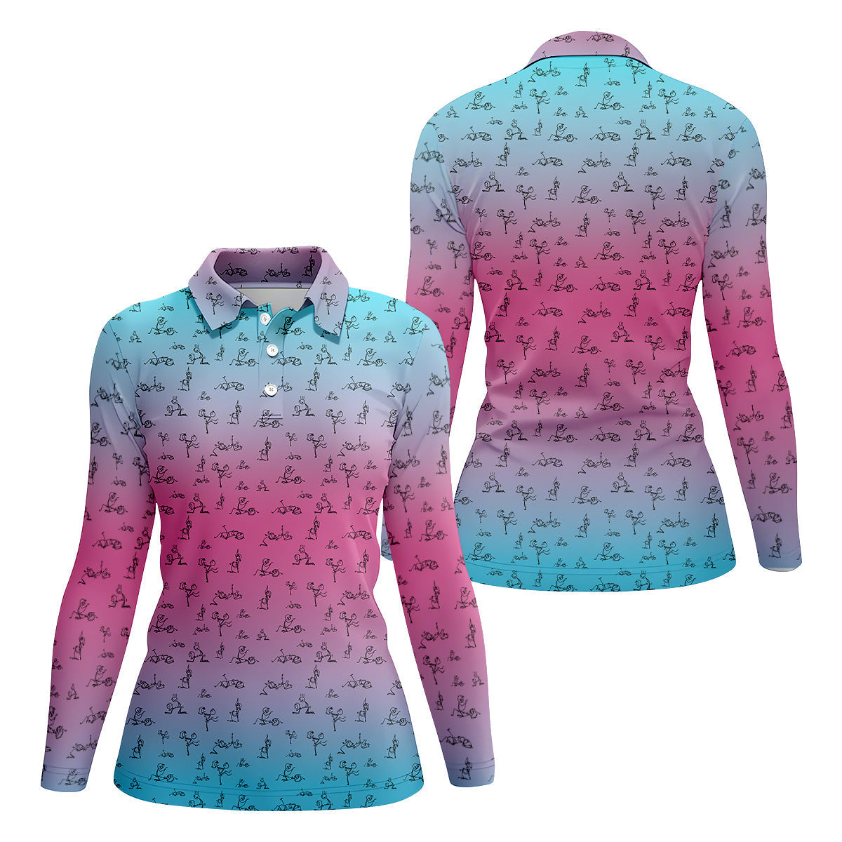 Stick Figure Couple Pink Blue Fun Womens Golf Shirts, Ladies Sleeveless Tops, Ladies Golf Polos