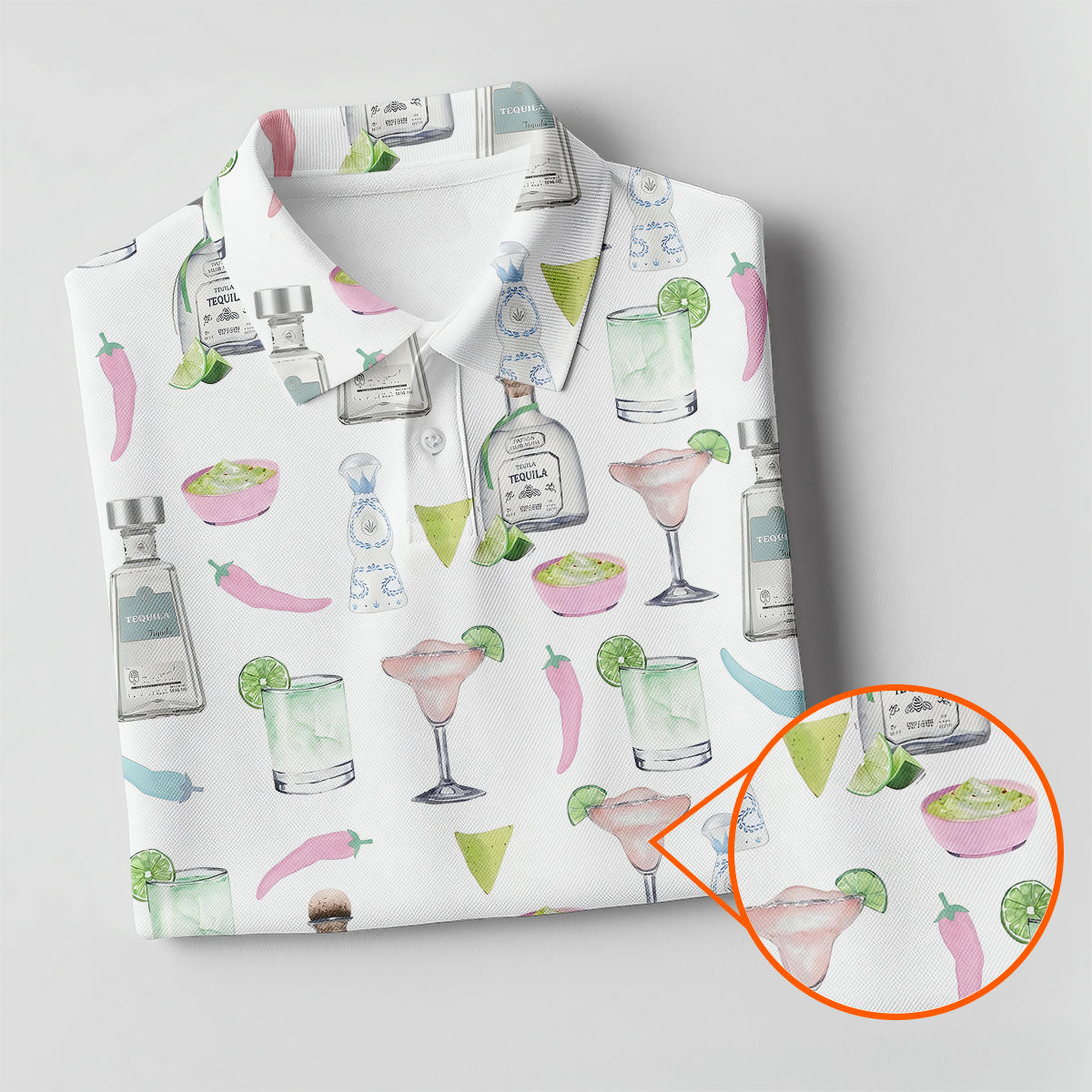 Pink Margarita Glass Tequila Lover Pastel Theme Golf Tops For Men, Polo Shirt Men, Golf Shirts For Men