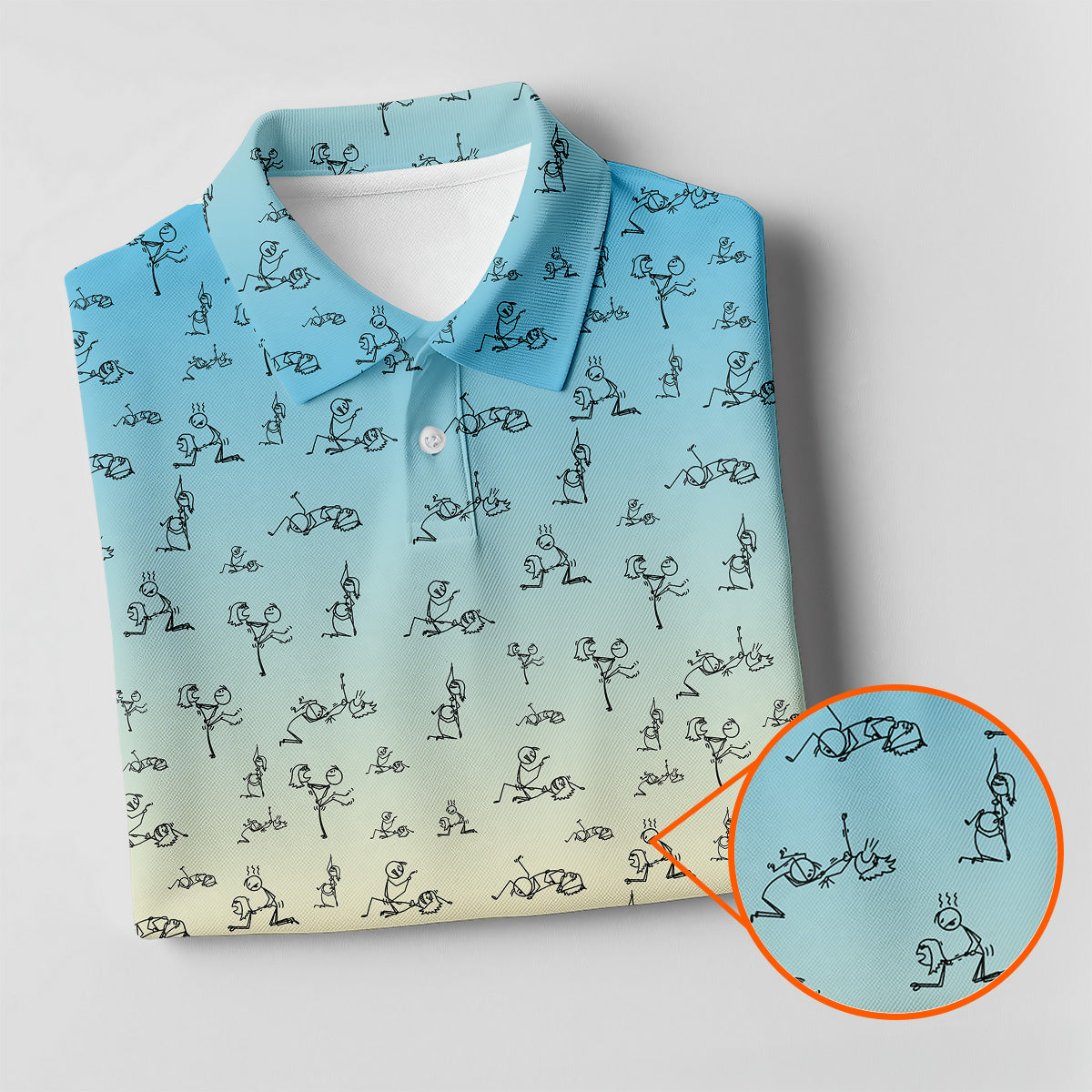 Stickman Couple Blue Orange Fun Womens Golf Shirts, Ladies Sleeveless Tops, Ladies Golf Polos