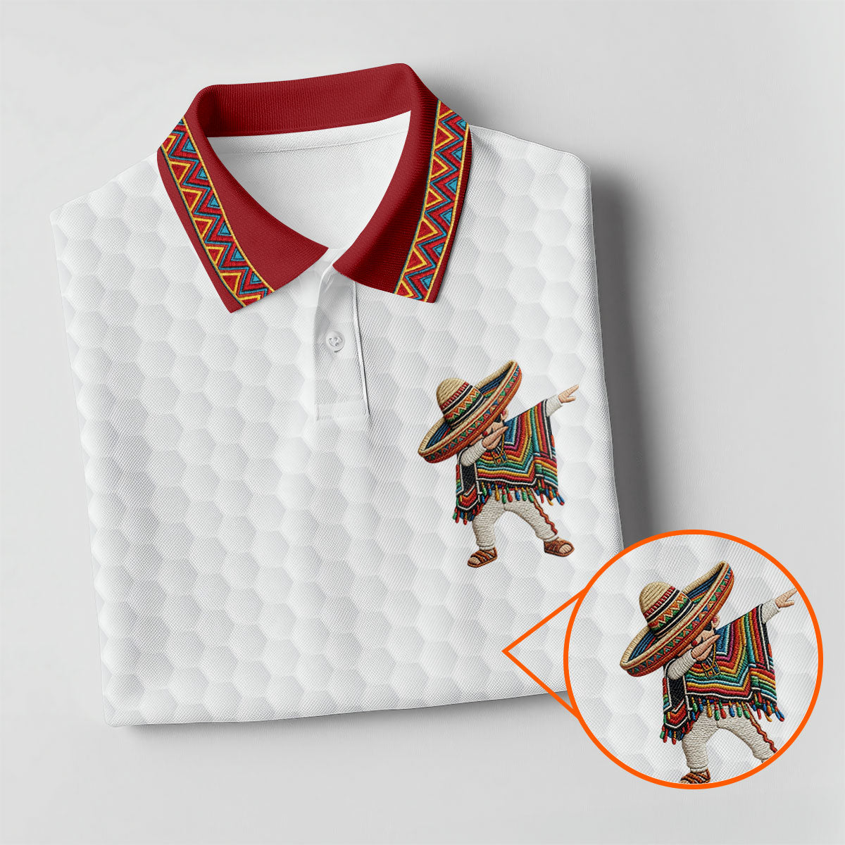 Cinco De Mayo Celebration Golf Ball Pattern White Golf Shirt, Polo Shirtor Men