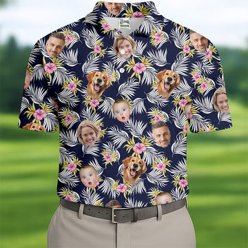 Hawaiian Golf Shirts, Floral Seamless Pattern, Hawaiian Shirts With Faces, Mens Tropical Shirts