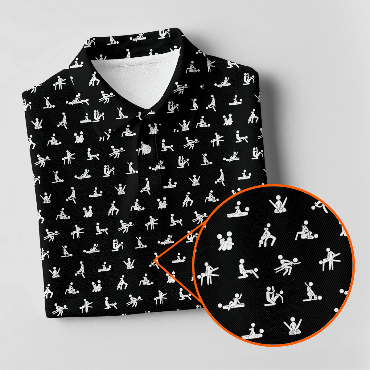 Funny Stick Figure Black And White Golf Polo ShirtFunny Position Golf Shirt, Fun Womens Golf Shirts, Ladies Golf Shirt