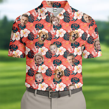 Mens Hawaiian Golf Shirts, Custom Hawaiian Shirt With Face, Men's Long Seeve Golf Shirts, Best Golf Gifts Men