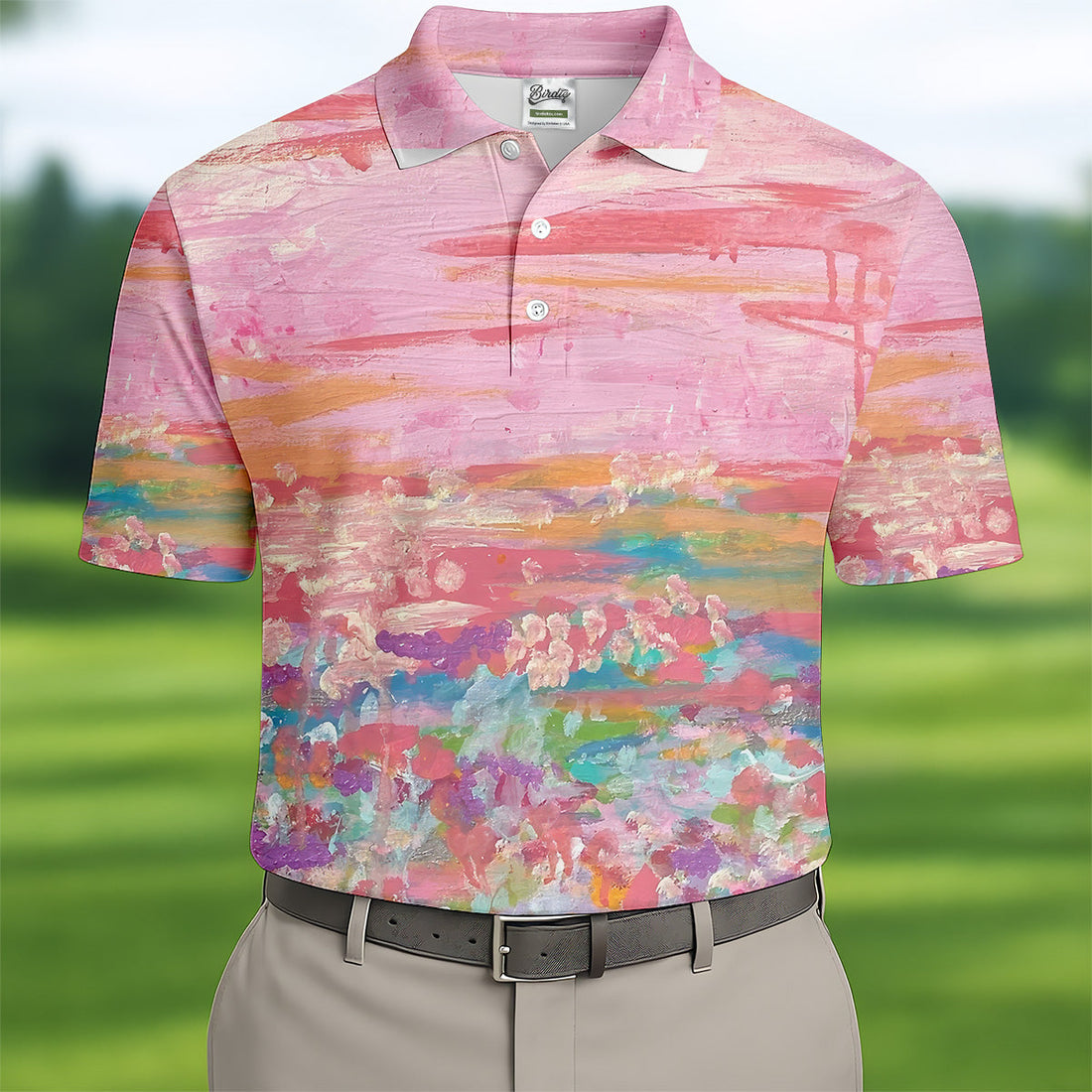 Ombre Colorful Breast Cancer Golf Shirt, Mens Pink Golf Polo, Matching Golf Shirt, Golf Gift For Men