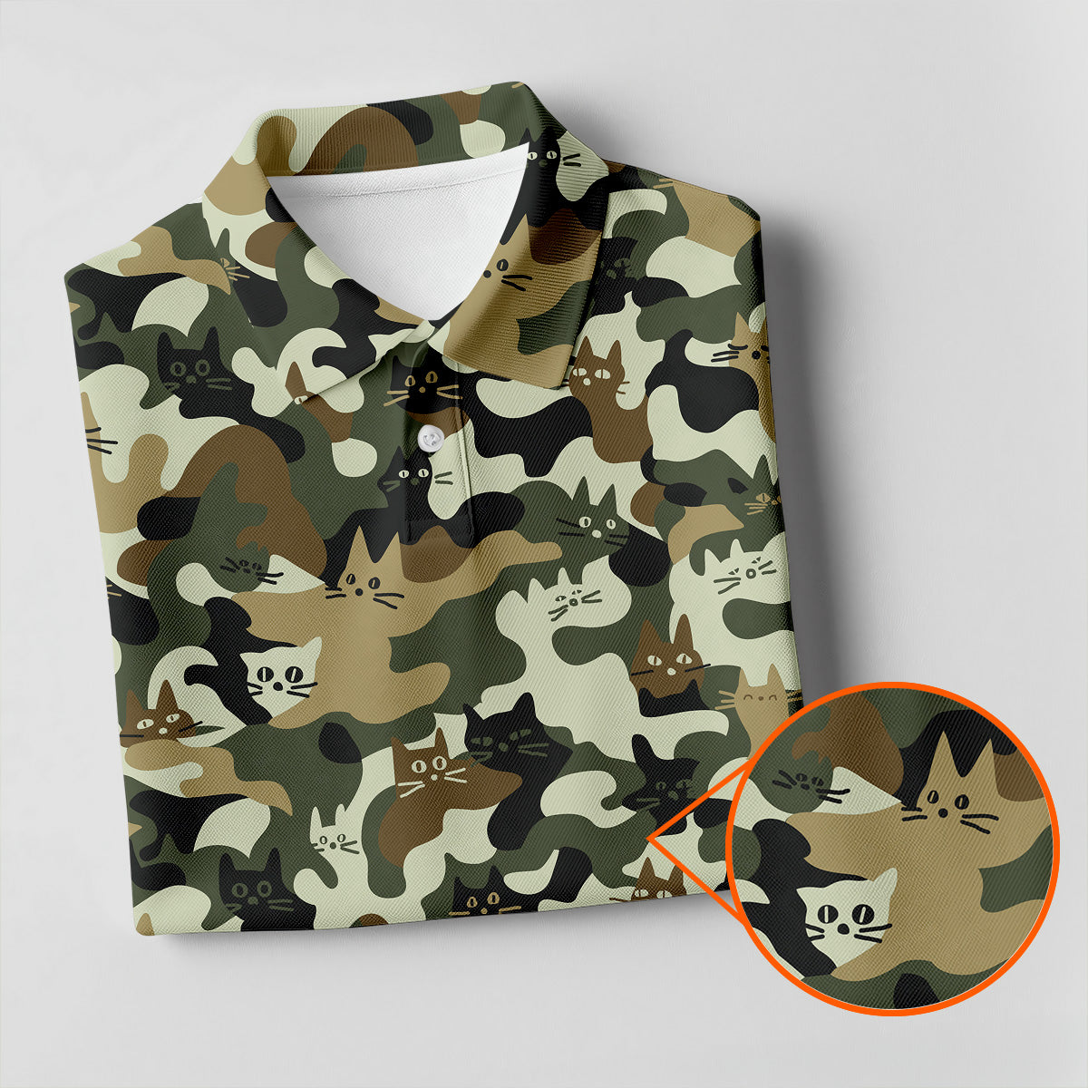 Funny Cat Camo Men's Golf Polo ShirtCat Golf Shirt, Funny Golf Shirt, Mens Golf Gift