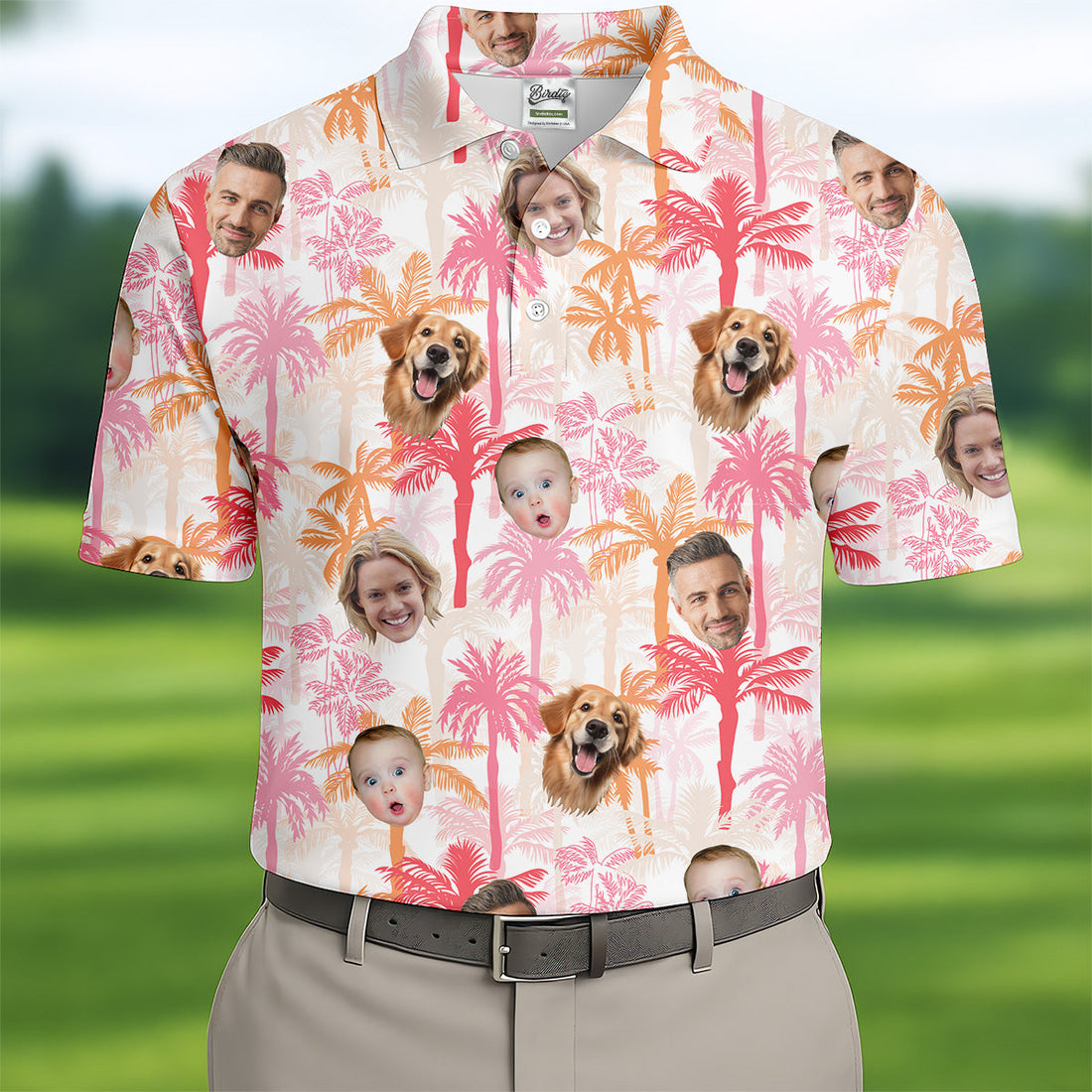 Seamless Pattern, Men Palm Tree Shirt, Pink Golf Shirt, Hawaiian Shirts With Faces, Great Golf Gifts For Guys
