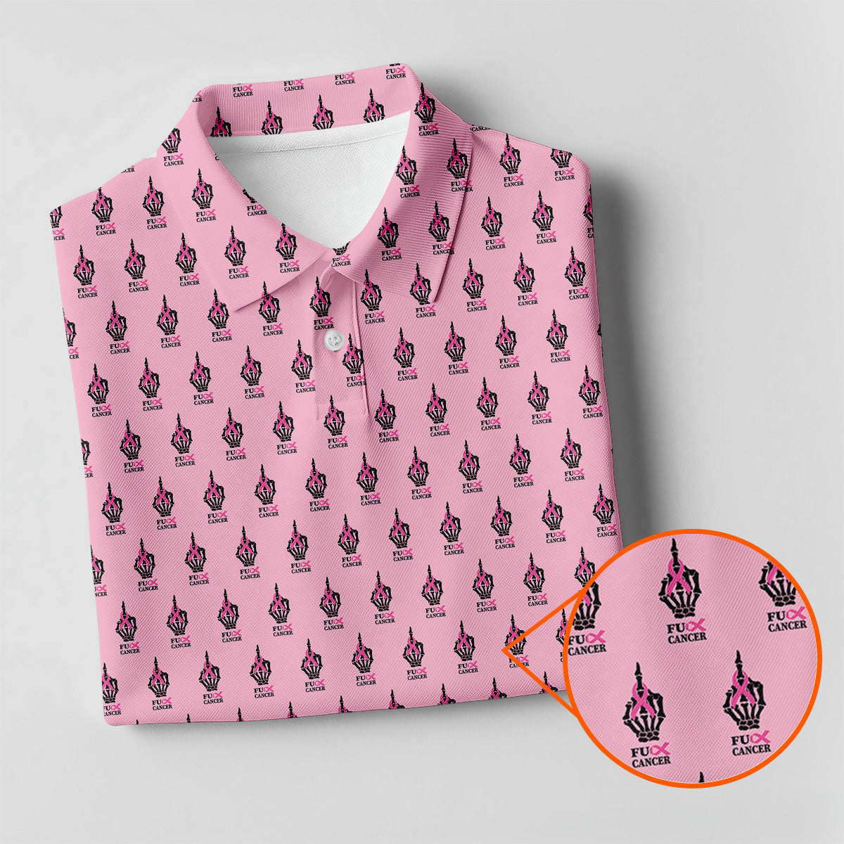 Funny Middle Finger Pink Golf Shirt, Breast Cancer Golf Shirt, Fun Womens Golf Shirts, Ladies Golf Shirt