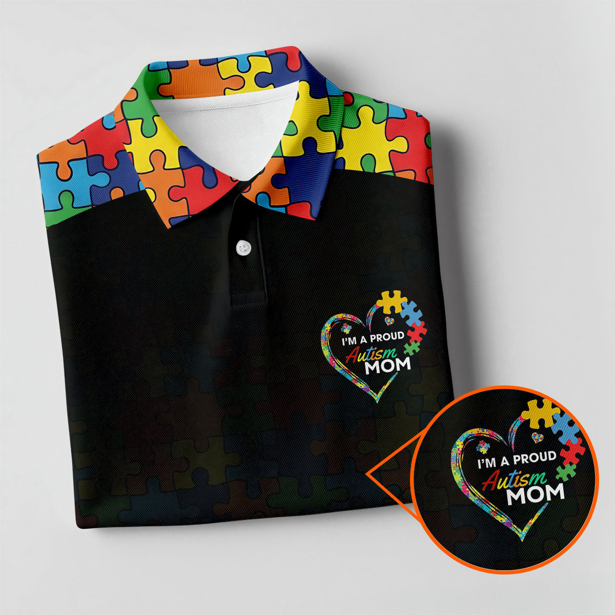 I'm A Proud Autism Mom Autism Awareness Puzzle Pattern Black Fade Women's Golf Tops, Golf Gifts For Mom