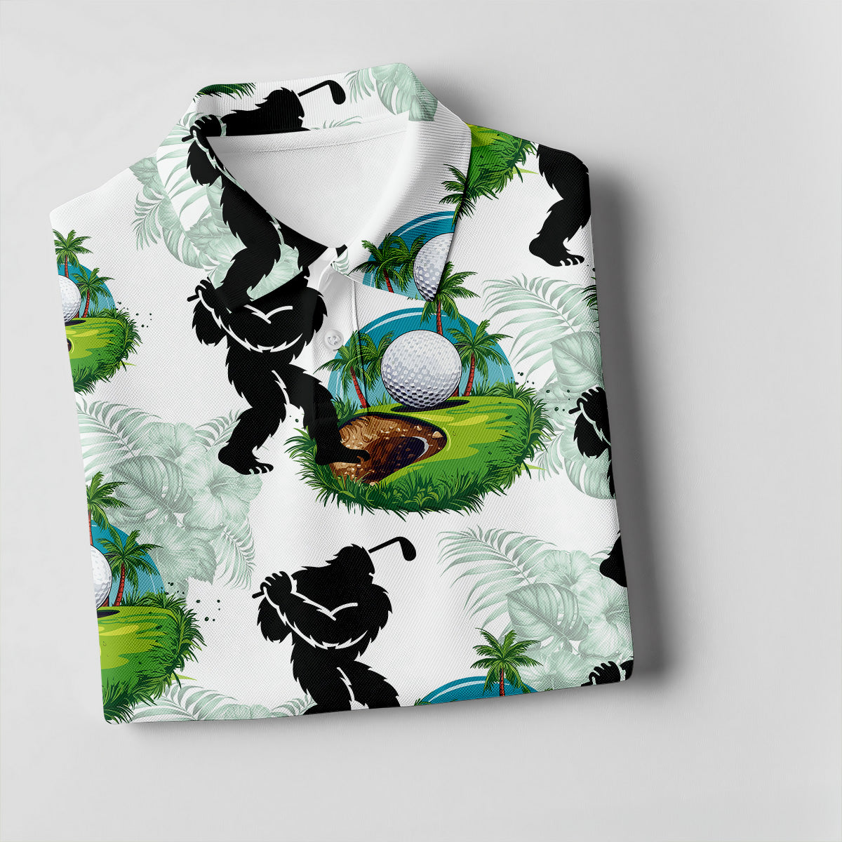 Tropical Golf Cart Bigfoot Golf Shirt, Funny Bigfoot Women Golf Top, Ladies Golf Shirts, Cool Golf Gifts