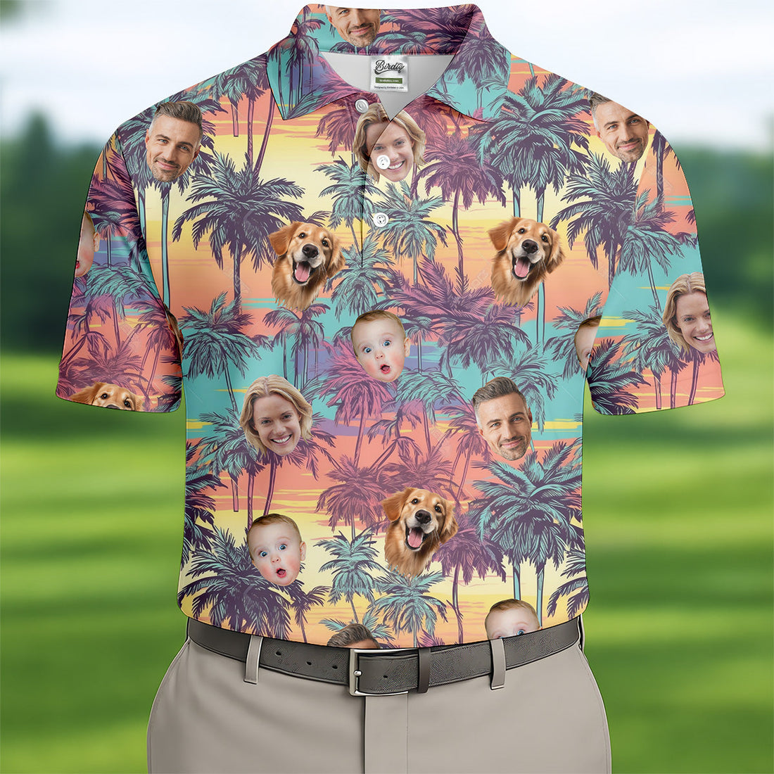 Men Palm Tree Shirt, Seamless Pattern, Hawaiian Shirts With Faces, Mens Golf Polo Shirt Mens Hawaiian Shirt
