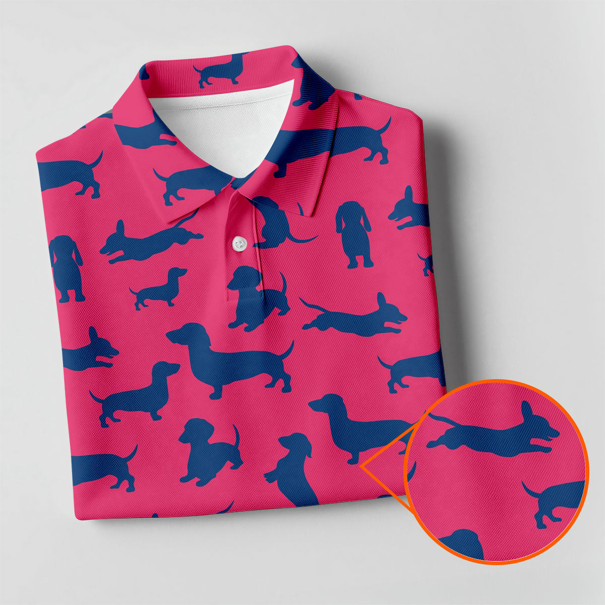 Funny Dachshund Pink And Navy Cute Golf Shirt, Men's Funny Golf Shirts, Golf Shirts For Men