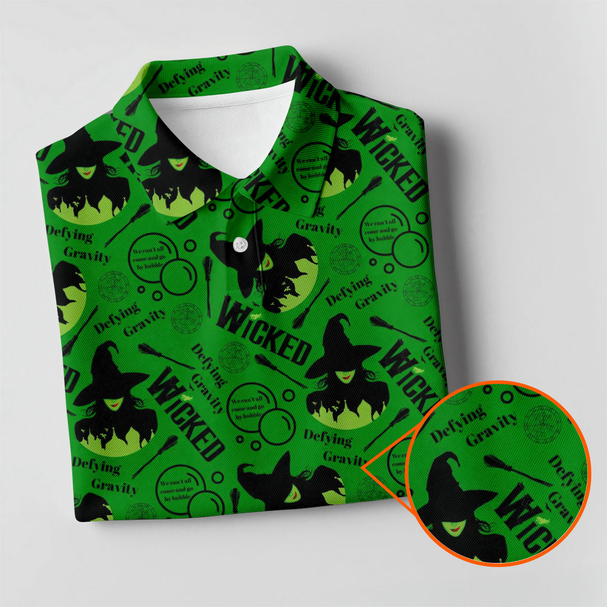 Green Witch Bubble Pattern Halloween Polo Shirt, Polo Shirts For Men, Men's Golf Shirt