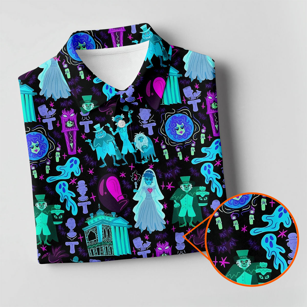 Haunted Ghost Halloween Hawaiian Golf Shirt, Mens Golf Shirts, Golf Polo Shirts For Men