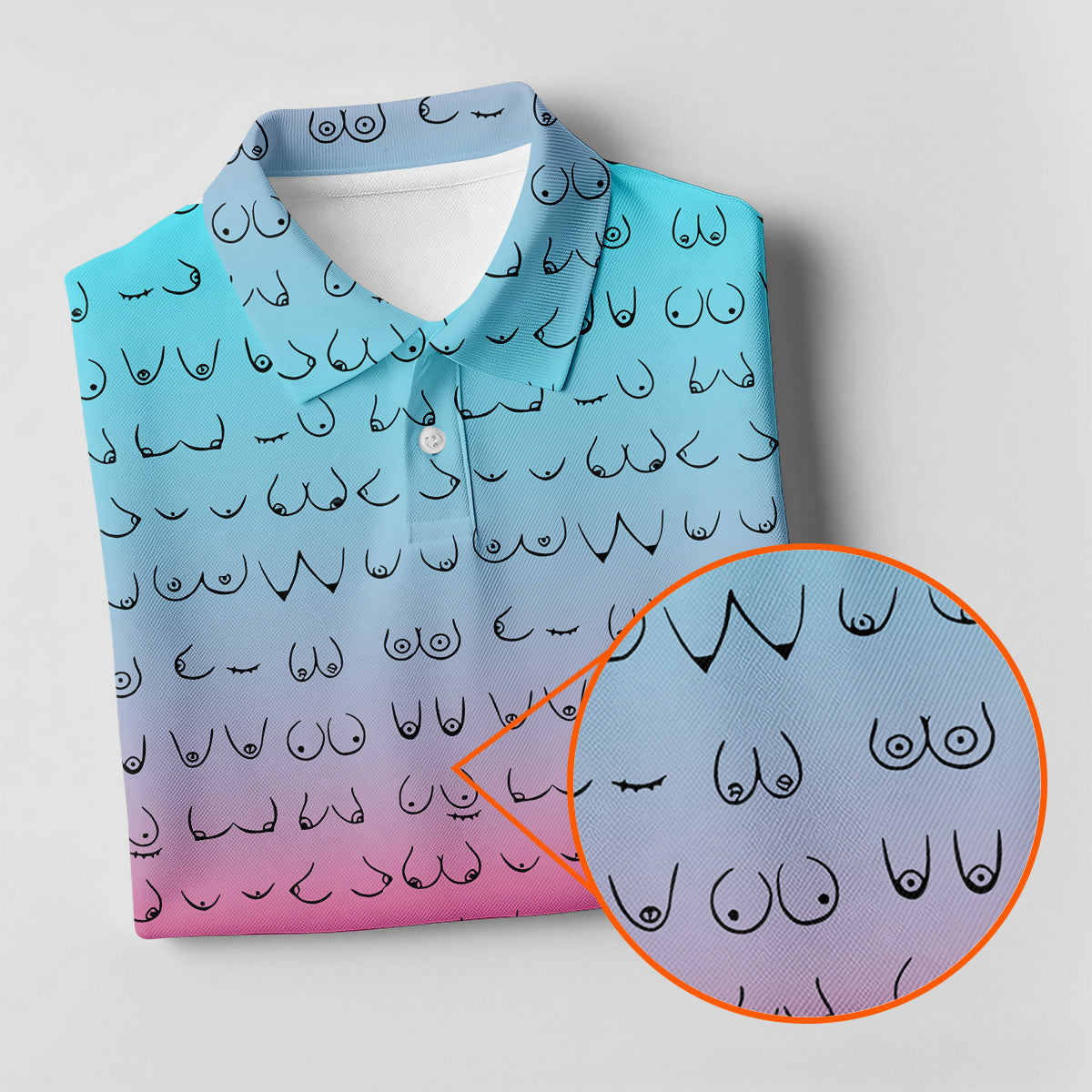 Blue Pink Ombre Fun Womens Golf Shirts, Womens Golf Tops, Ladies Golf Shirts, Cool Golf Gift